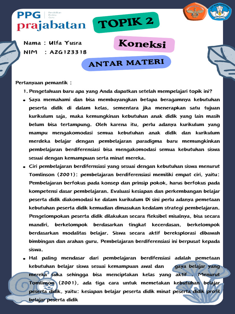 Topik 2 Koneksi Antar Materi Pdf