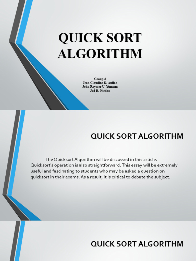 Quick Sort Algorithm | PDF