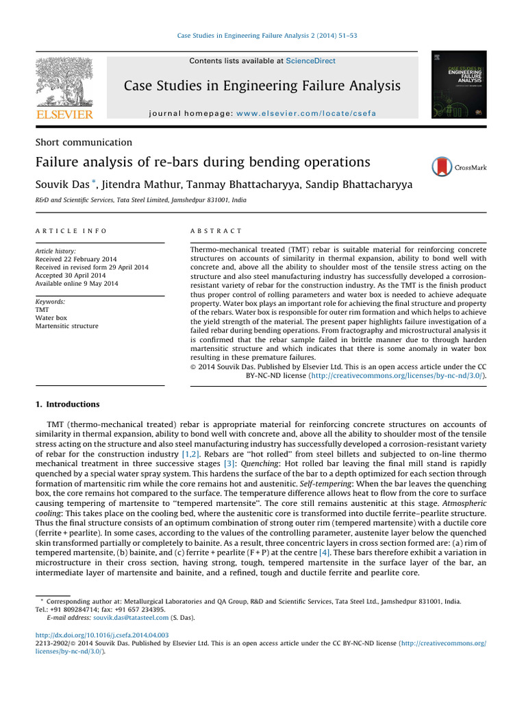 Rebar Failure Analysis During Bending | PDF | Metals | Materials