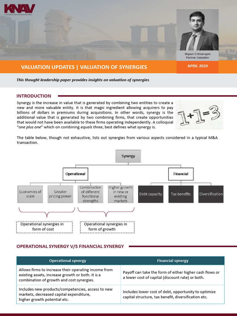 Valuation of Synergies Singapore | PDF