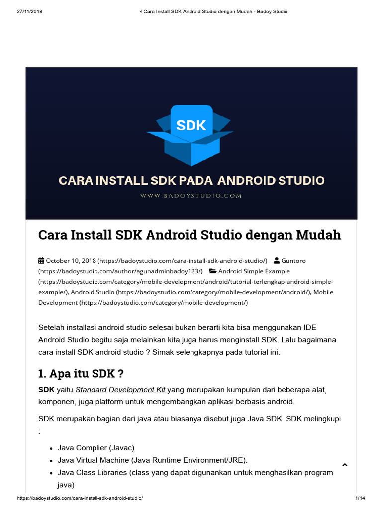 Cara Install SDK Android Studio Dengan Mudah - Badoy Studio | PDF