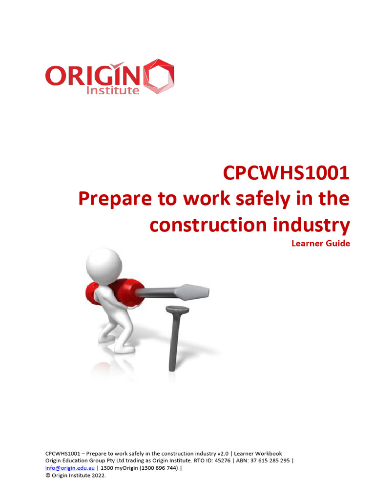 CPCWHS1001 Prepare to work safely in the construction industry