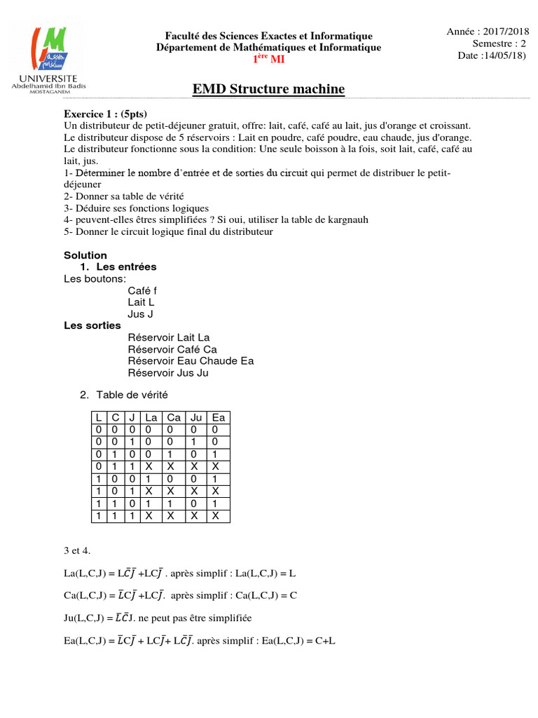 Circuit Logique pour Distributeur et ROT5 | PDF | Mathématiques