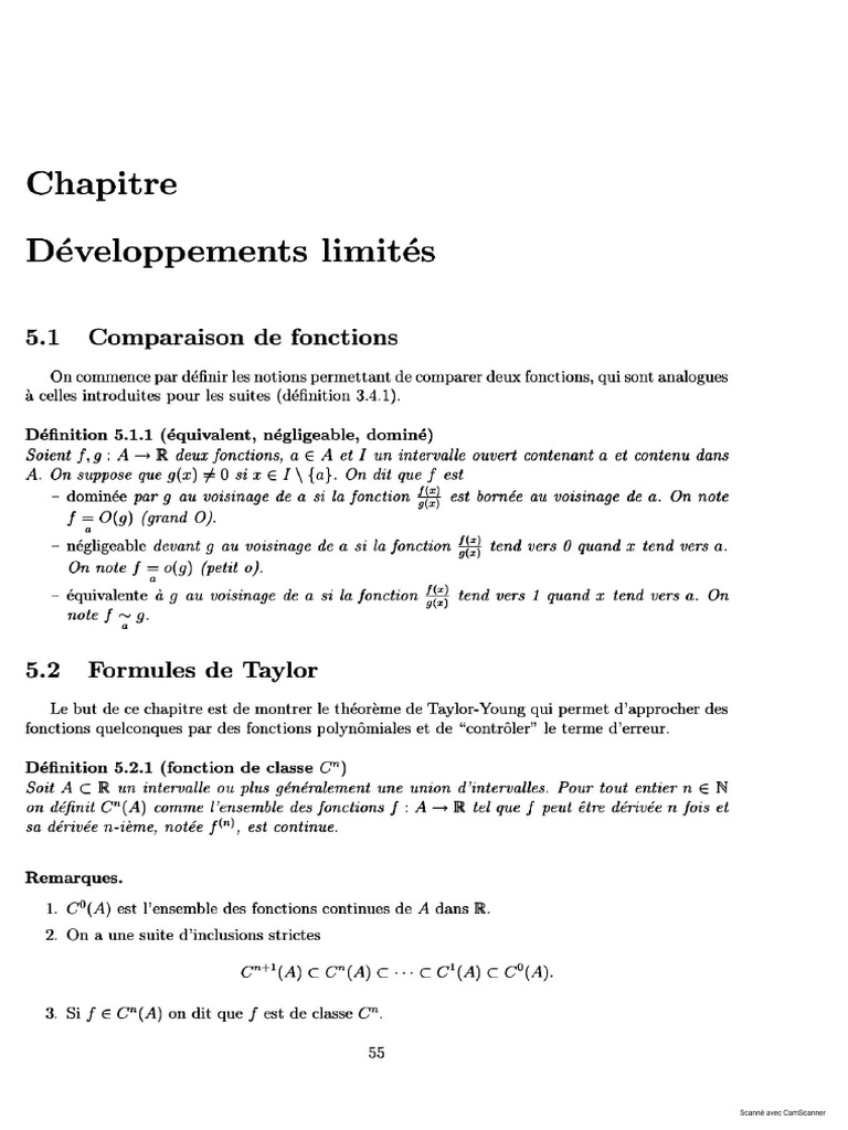 Chapitre 01 Développements Limités | PDF