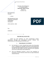 Sample Memorandum For DAMAGES