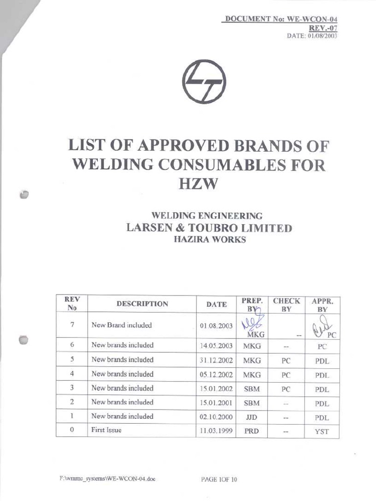 List of Welding Consumable Suppliers PDF