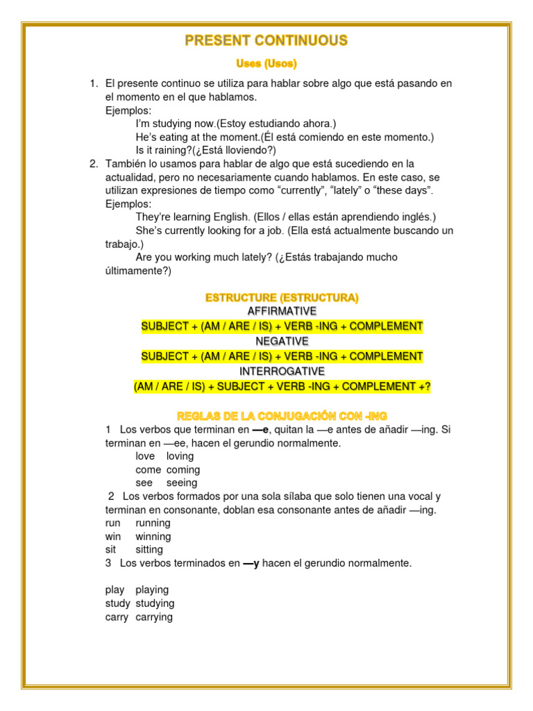 Actividad 6 Present Continuous | PDF