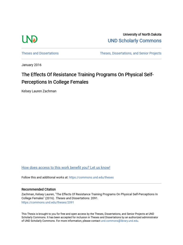 The Effects of Resistance Training Programs On Physical Self-Perc | PDF ...