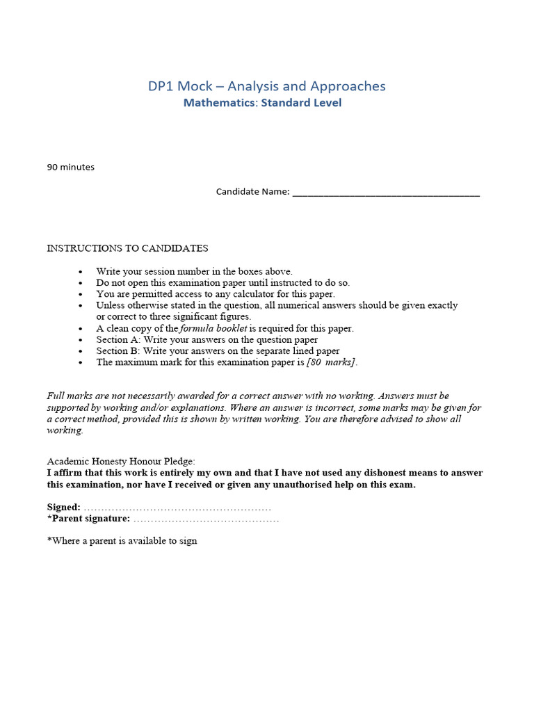 Maths Aa Sl Jun Mock Pdf Function Mathematics Logarithm