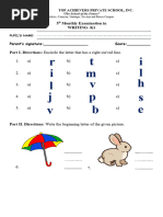 5TH Monthly Examination - Writing K1