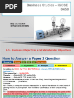 IGCSE 1.5 Business Objectives and Stakeholder Objectives