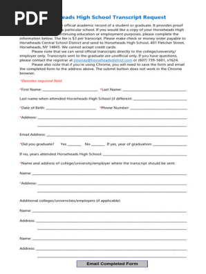 High School Transcript Example