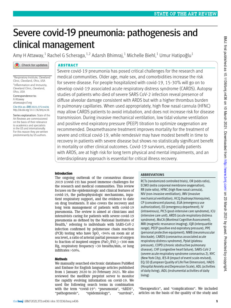 Severe Covid 19 Pneumonia Pathogenesis and Management | PDF | Virus ...