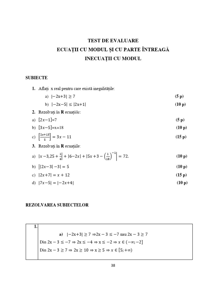 MODUL, PARTE ÎNTREAGĂ, Recapitulare Clasa A 9-A | PDF