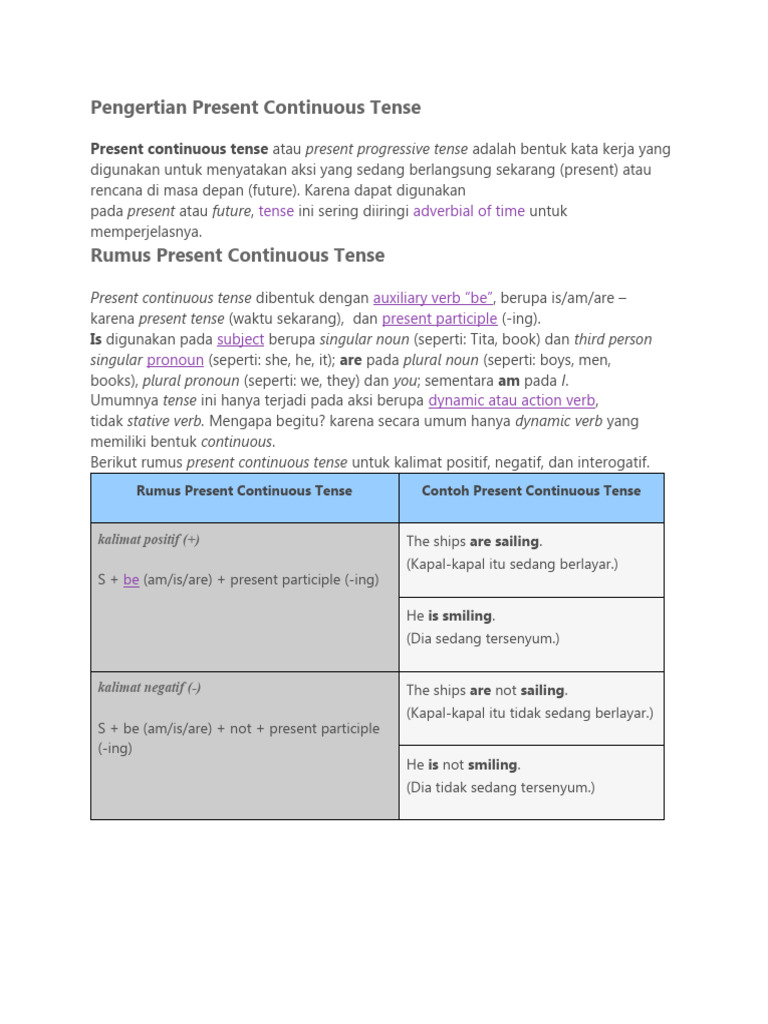 Pengertian Present Continuous Tense Pdf