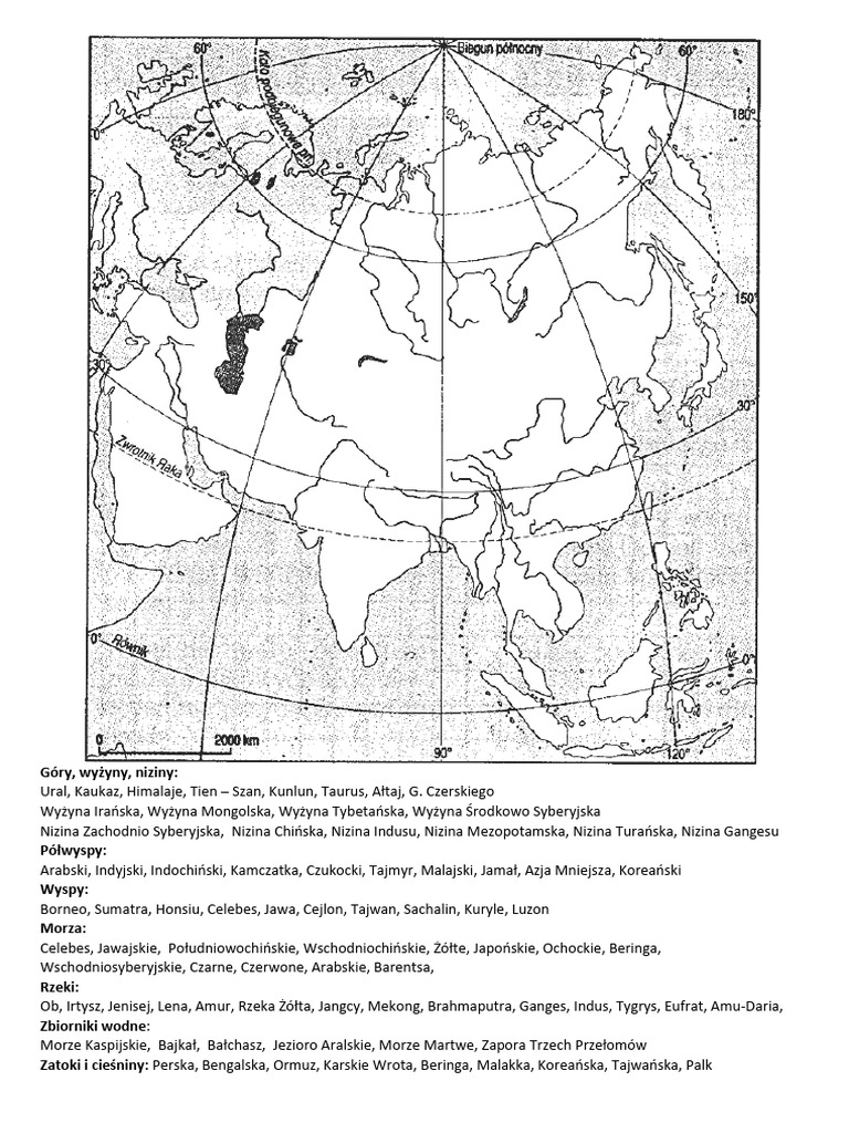 Test Geografia Azja Klasa 8 Kl 8 Mapa Fizyczna Azji Zagadnienia (1) | PDF