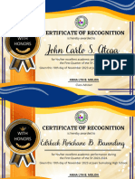 1st QTR Awardees Certificate of Recognition