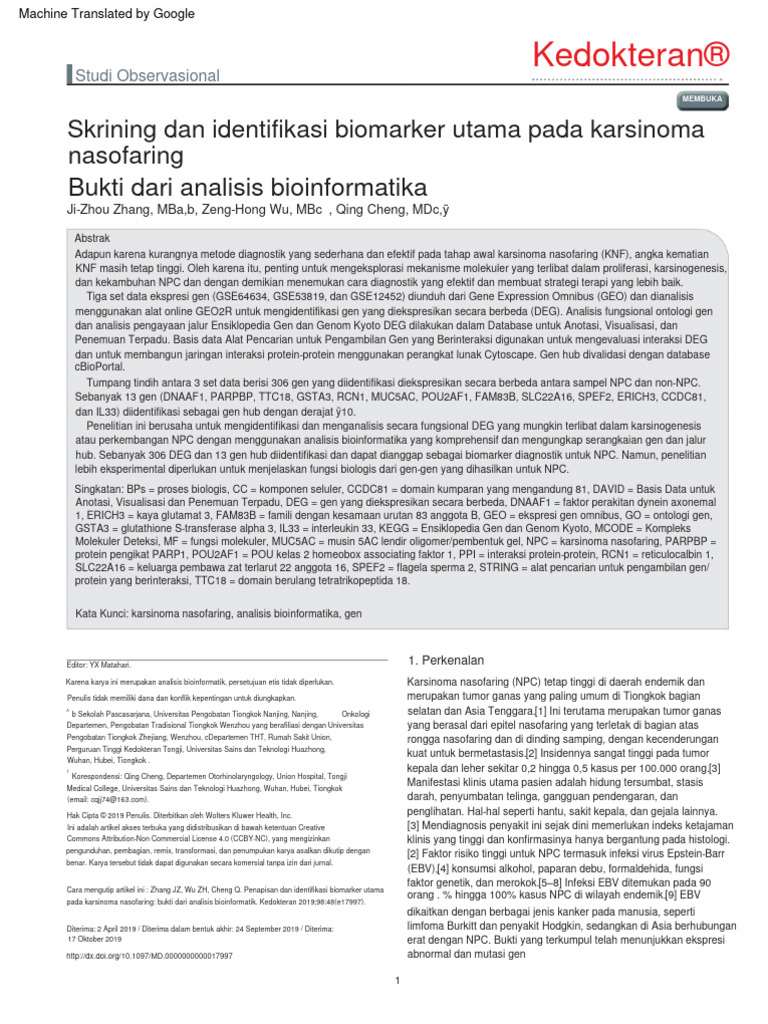 Screening and Identification of Key Biomarkers Ind | PDF