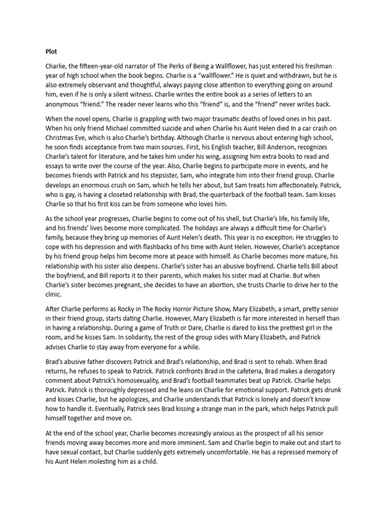 Plot The Perks of Being a Wallflower PDF