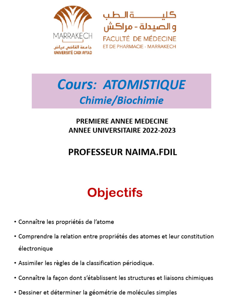 Atomistique PPT 2022 | PDF
