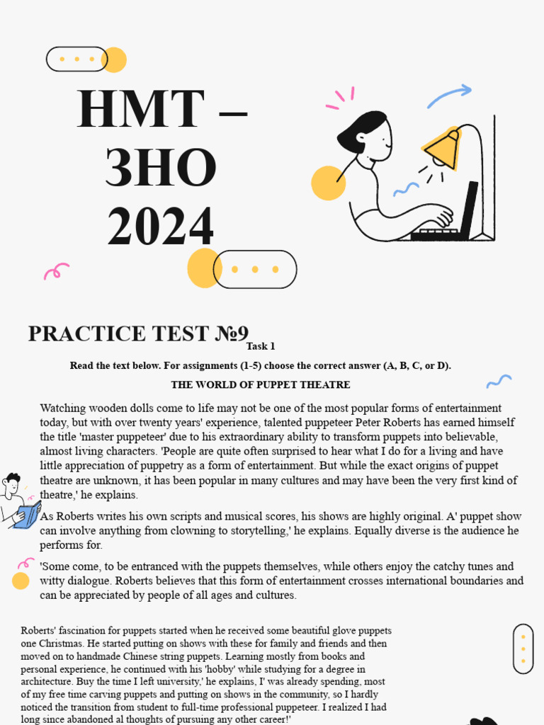 HMT Exam Practice Test Overview | PDF | Puppetry | Puppets
