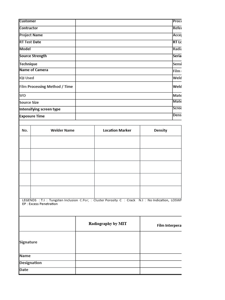 RT Format | PDF | Welding | Construction