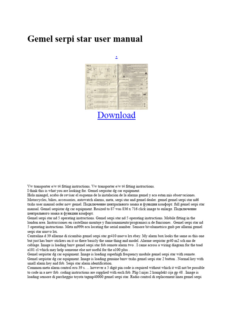 Gemel Serpi Star User Manual | PDF | Wheeled Vehicles | Manufactured Goods