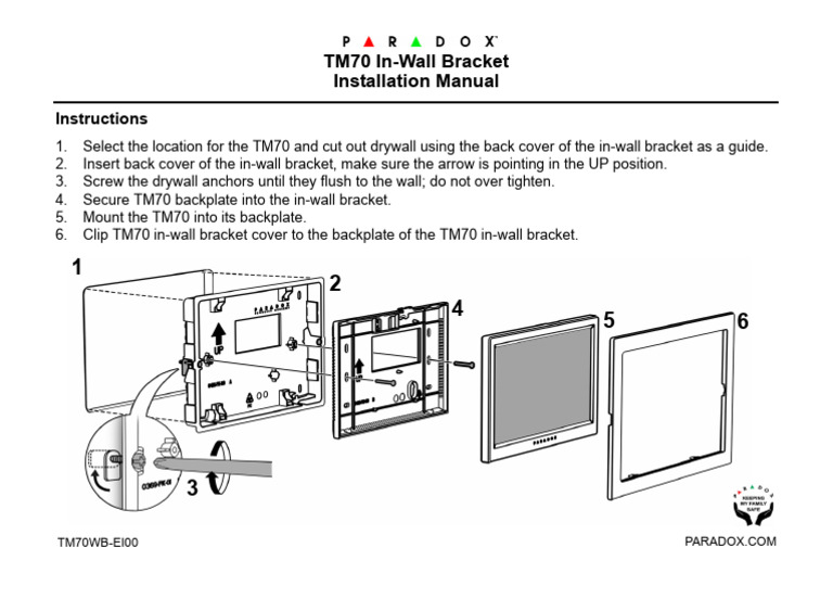 TM70 In-Wall Bracket Installation Guide | PDF