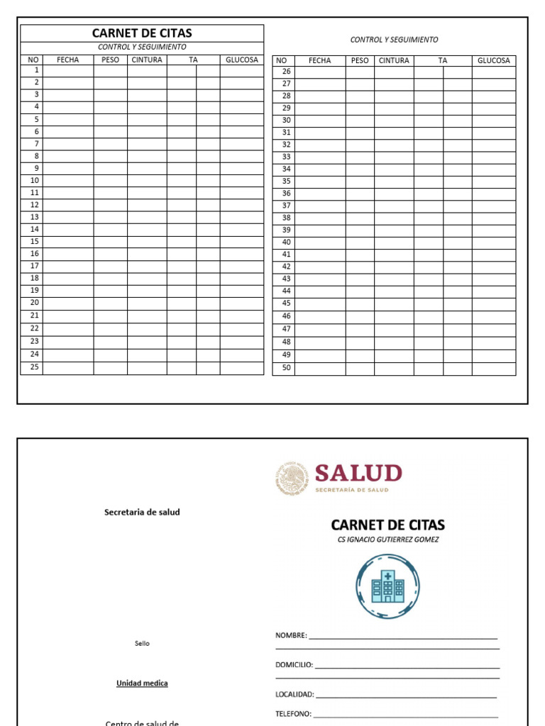 Carnet de Citas Médicas Editable | PDF
