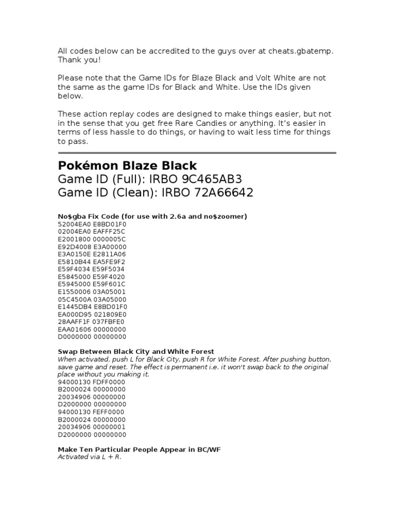 Action Replay Codes PDF Nintendo Video Games