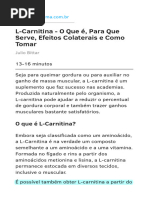acetil l carnitina efeitos colaterais A acetil-L-carnitina (ALC), que é uma forma acetilada da carnitina, tem sido uma opção terapêutica promissora para a saúde mental, principalmente no contexto do autismo, TDAH e comorbidades associadas como epilepsia. A L-carnitina: tomar esse suplemento ajuda