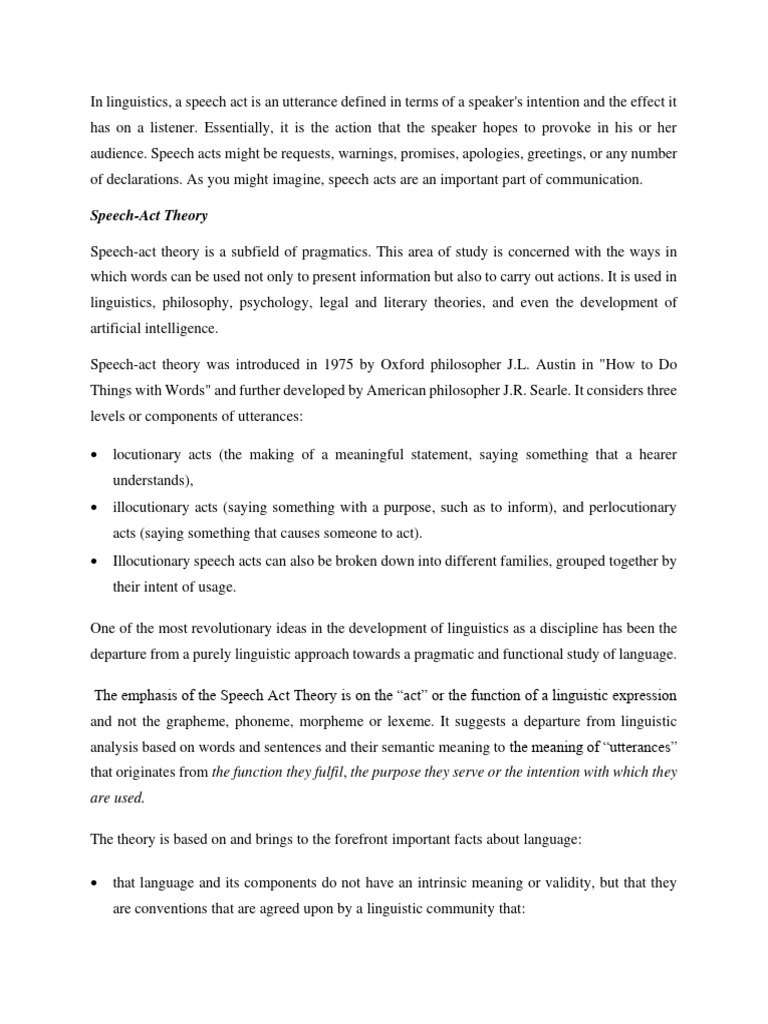 Speech Act Theory Pdf