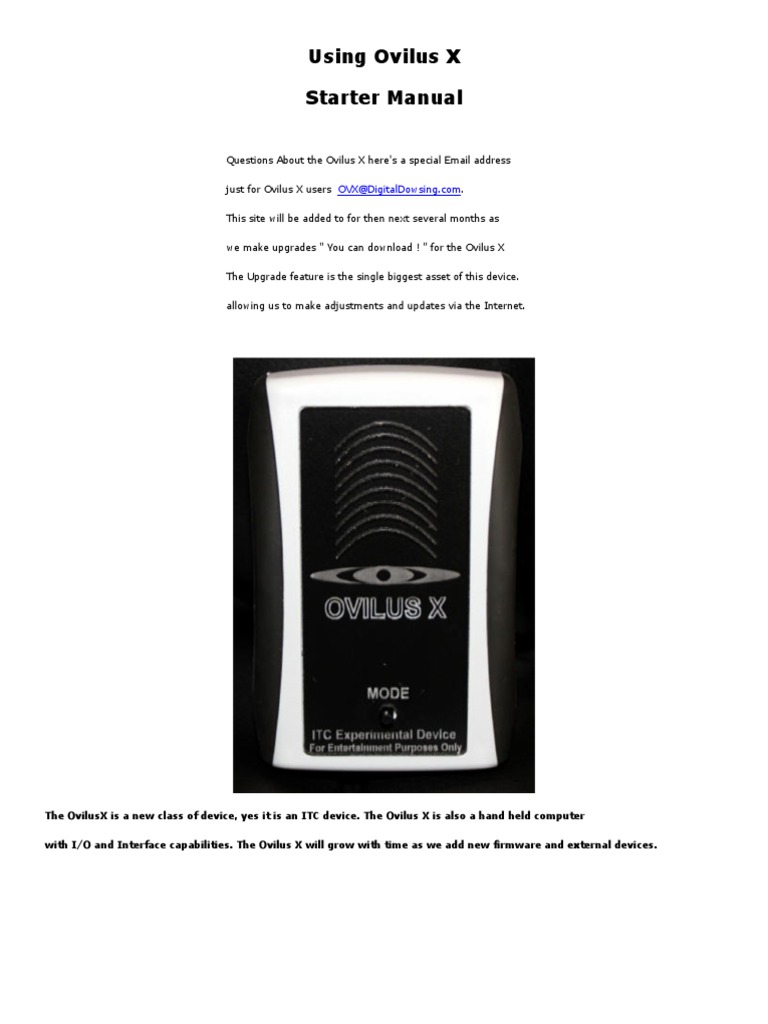 Ovilus X User Manual and Setup Guide | PDF | Phonetics | Usb