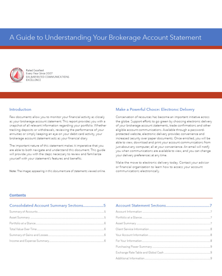 Understanding Brokerage Statement | PDF
