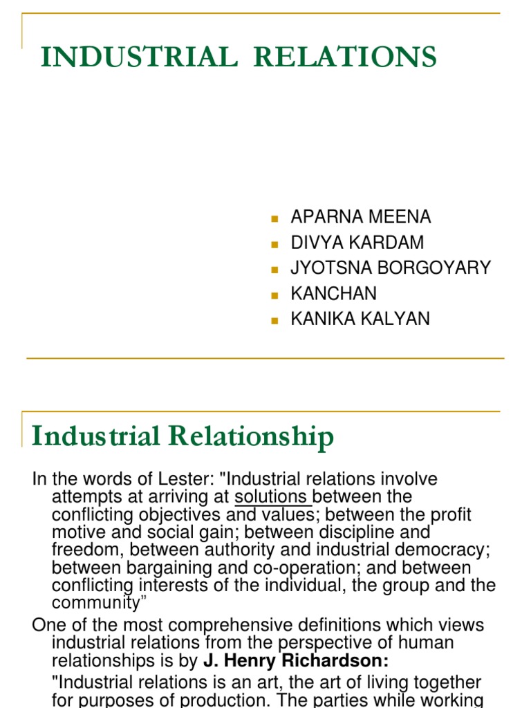 Industrial Relation Industrial Relations Employment