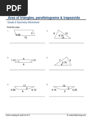 Area Of Triangles And Trapezoids Worksheet Area Of Triangles And
