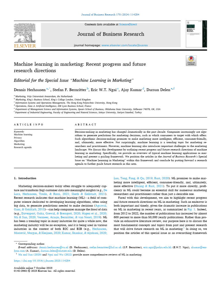 Machine Learning in Marketing Insights | PDF | Machine Learning | Marketing