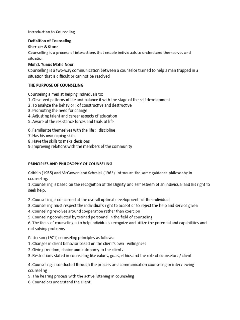 Introduction to counseling pdf