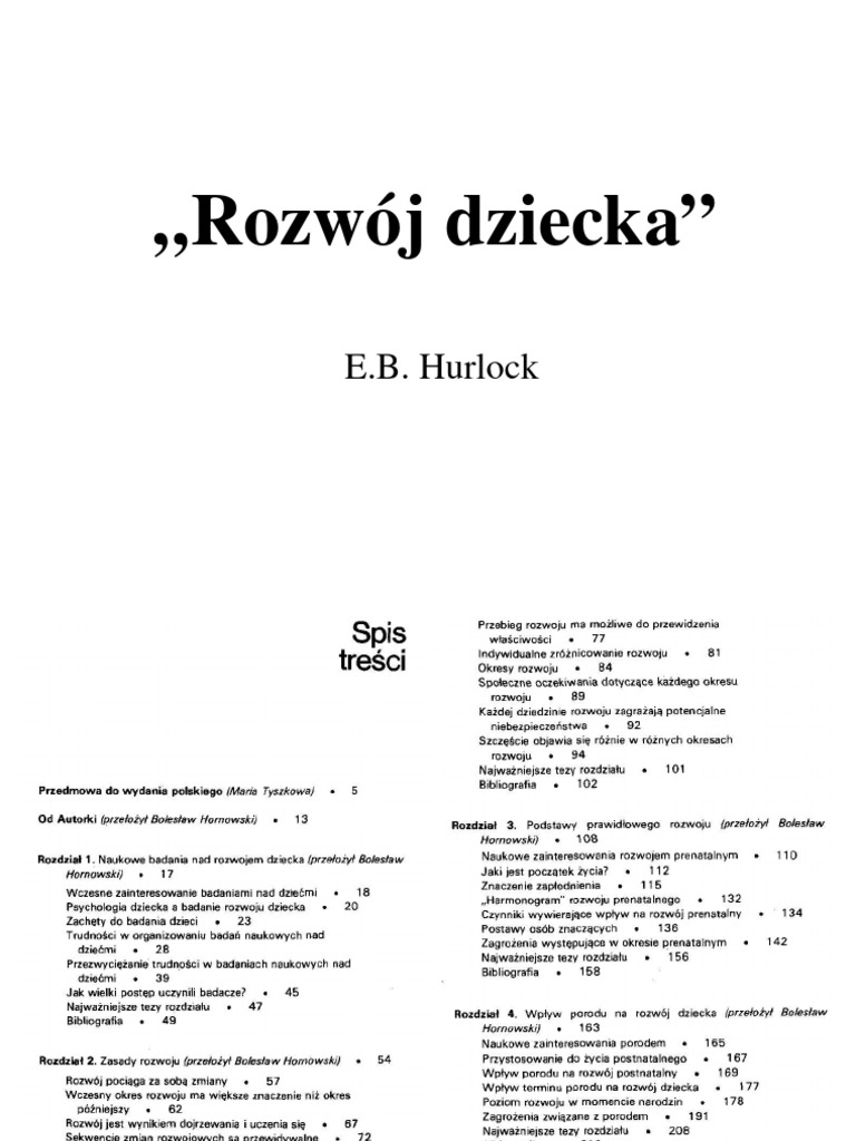 Hurlock E.B. - Rozwój Dziecka | PDF