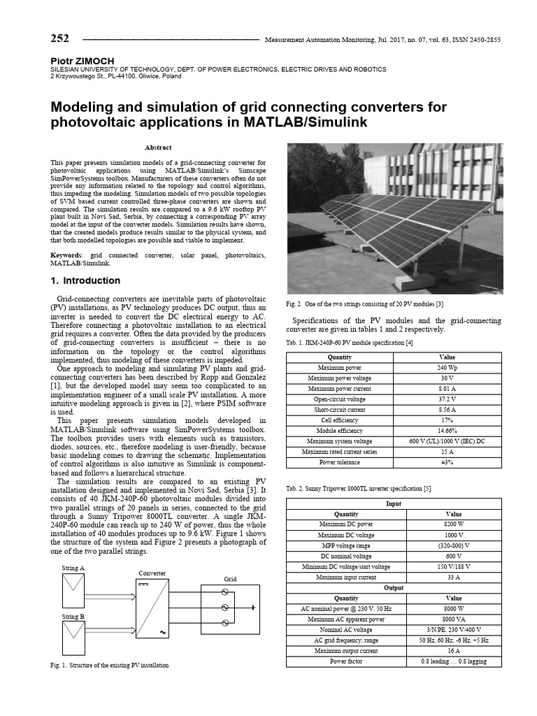 Grid-Connected Converter Modeling in PV | PDF | Photovoltaics | Solar Panel