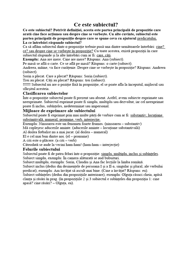 Ce Este Subiectul | PDF
