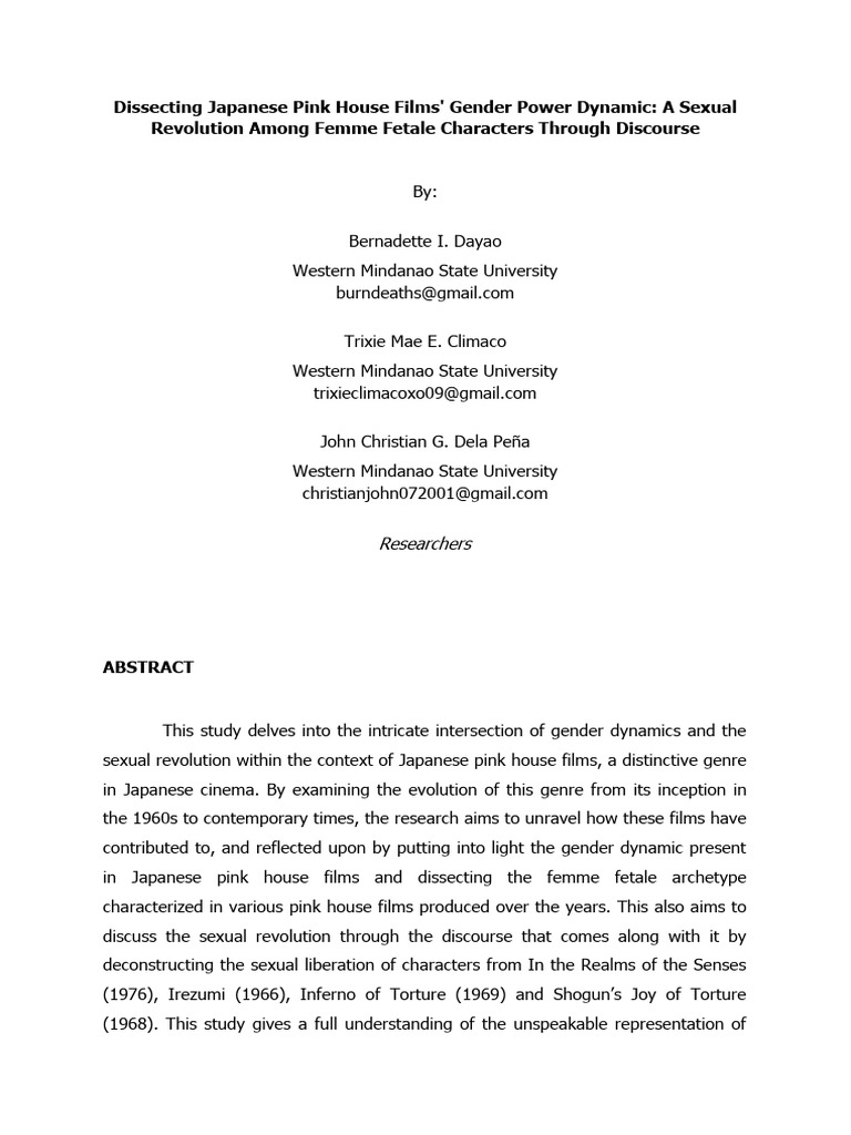 Dissecting Gender Power Dynamic in Japanese Pink House Films | PDF ...