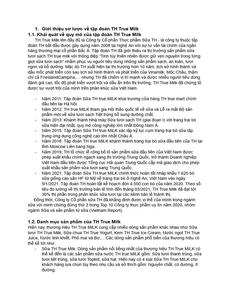 Tìm hiểu TH true milk | PDF