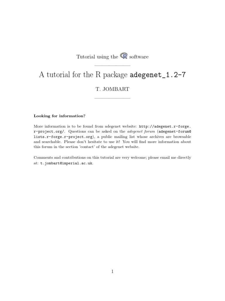 Adegenet R Package Tutorial | PDF | Zygosity | Single Nucleotide ...