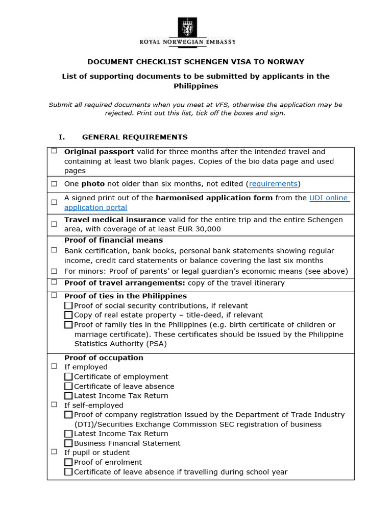 Checklist Schengen Visa Nederland