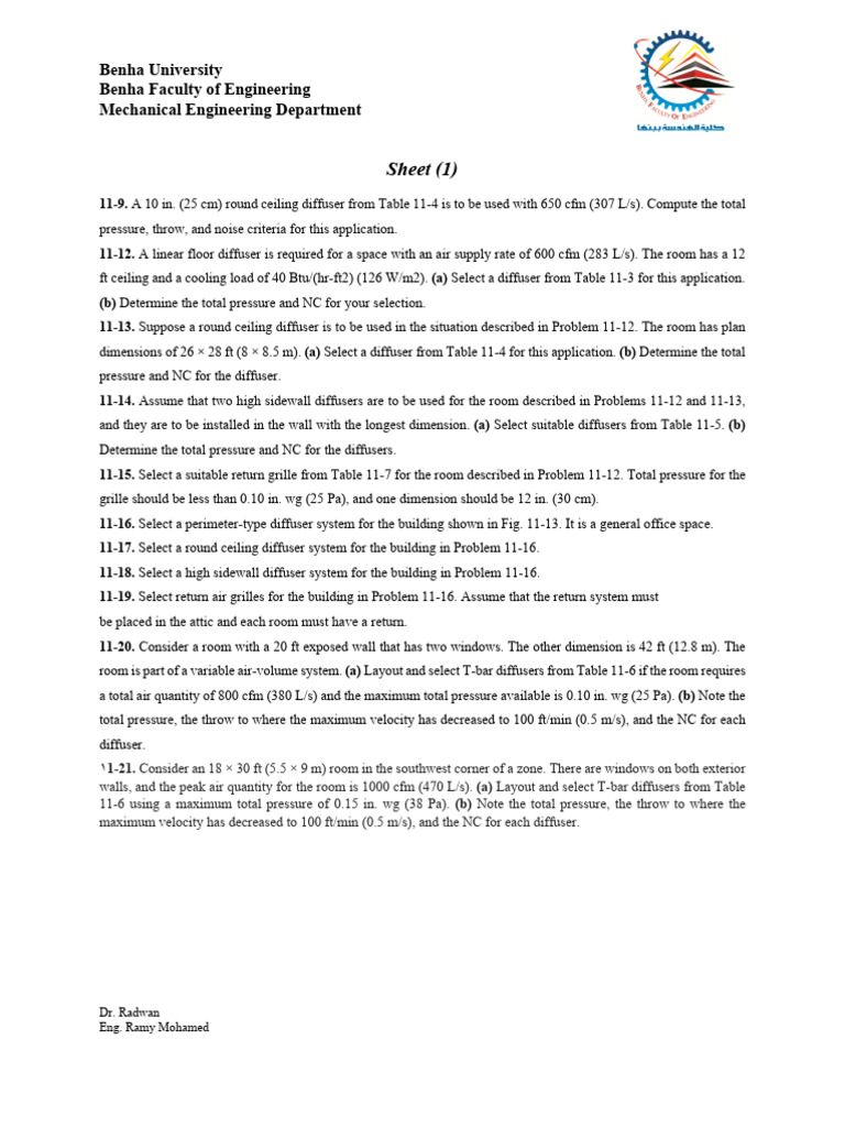 HVAC Diffuser Selection and Calculations | PDF | Mechanical Engineering ...