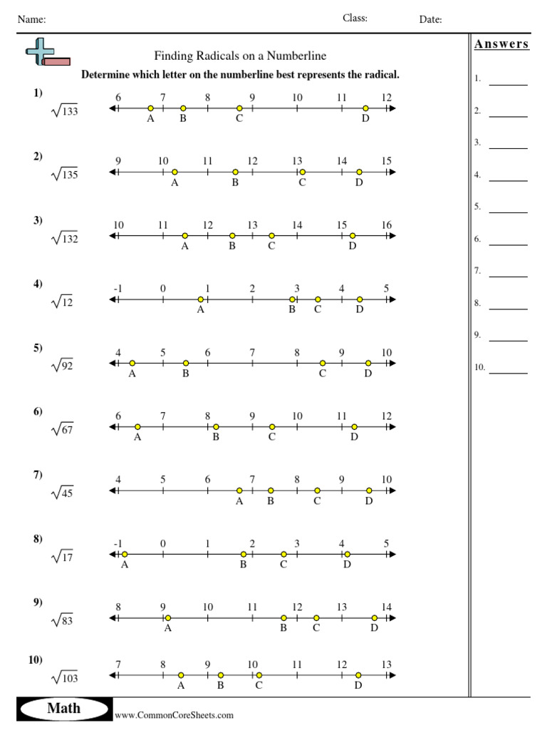 Finding Radicals on a Numberline | PDF
