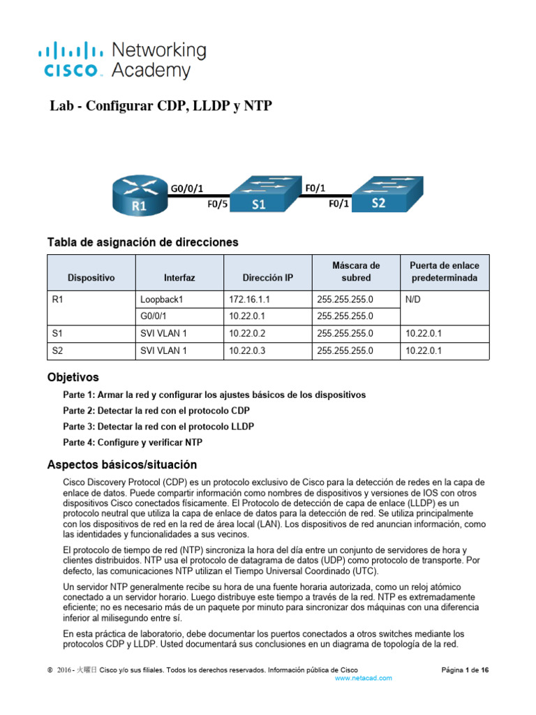 10.8.2 Lab - Configure CDP, LLDP, and NTP - ILM | PDF