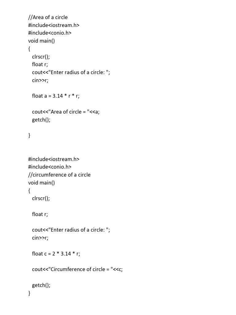 Simple C++ programs | PDF | Area | Classical Geometry