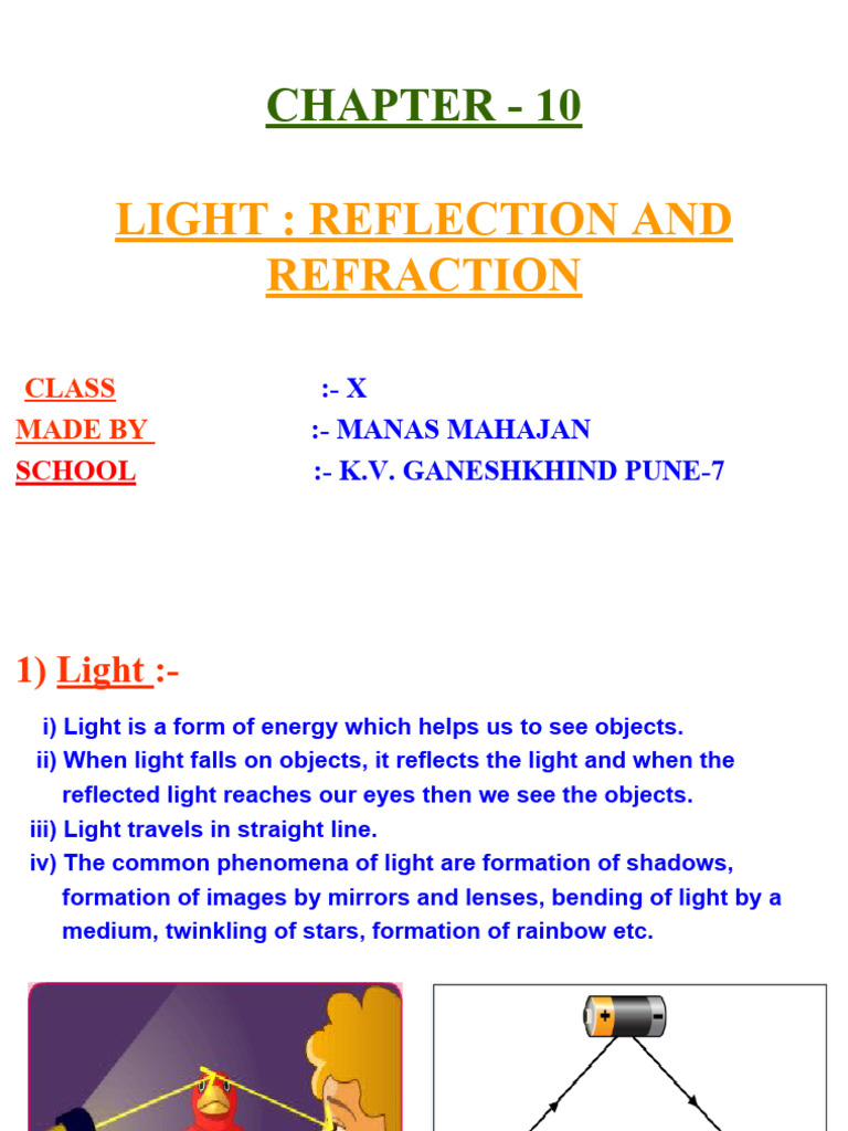 Chapter - 10: Light: Reflection and Refraction | PDF | Mirror | Refraction